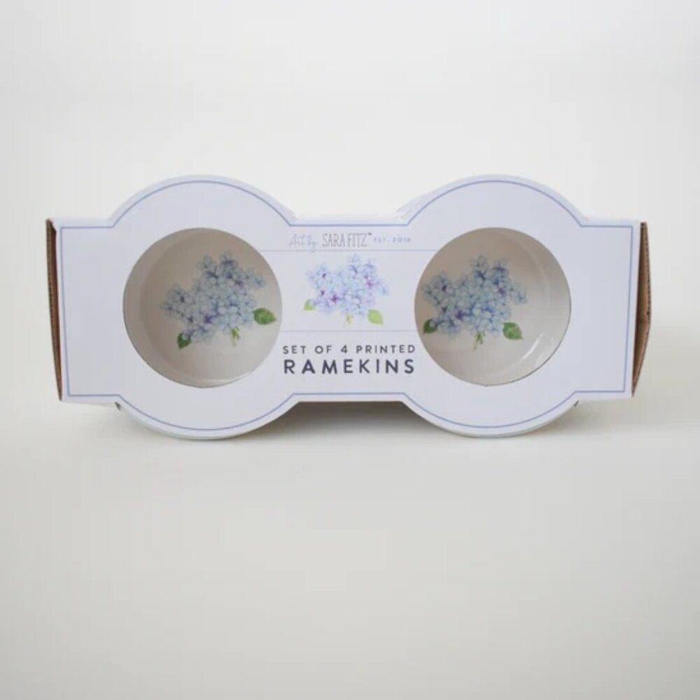 Sara Fitz Hydrangea Ramekin Set of 4 NEW in BOX